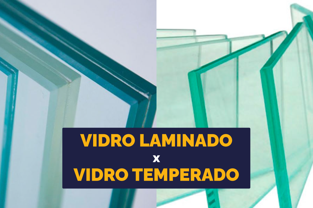 Comparação entre chapa de vidro temperado e vidro laminado com película PVB em bancada de vidraçaria